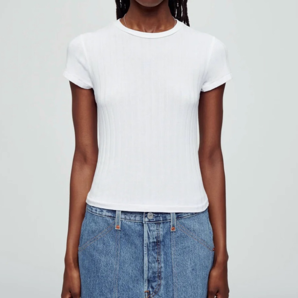 Re/done x Hanes ribbed baby tee white tee size small
